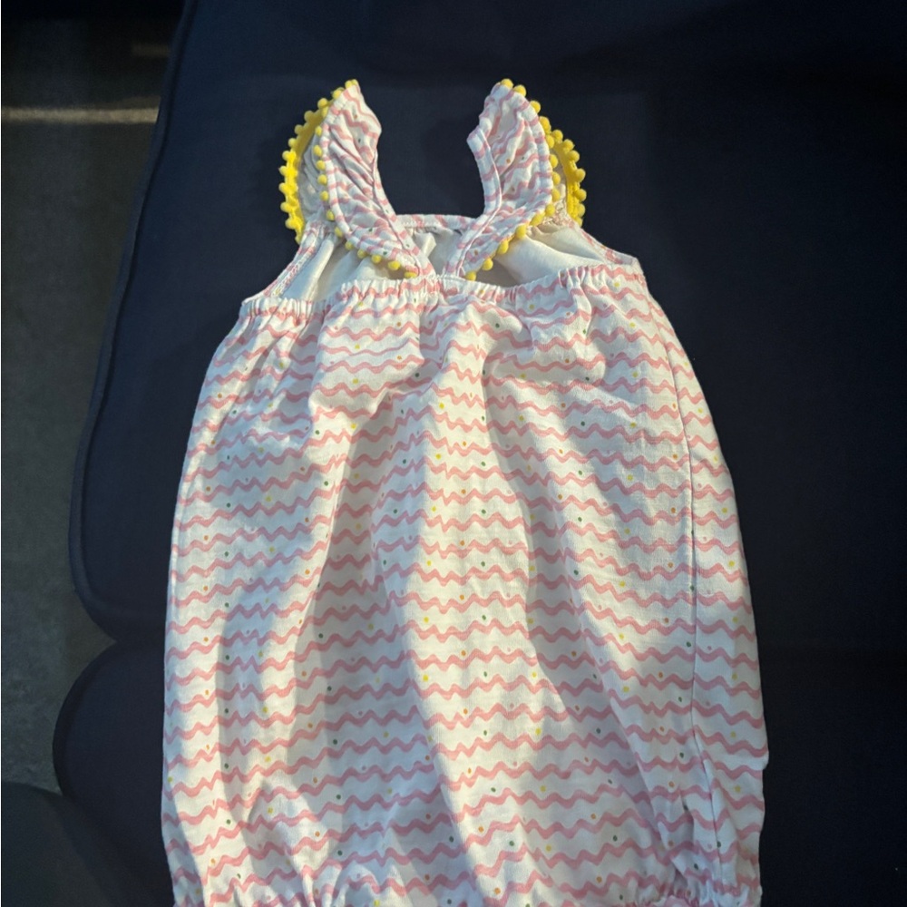 Mudpie- pink and White Zigzag Baby Romper- new with tags